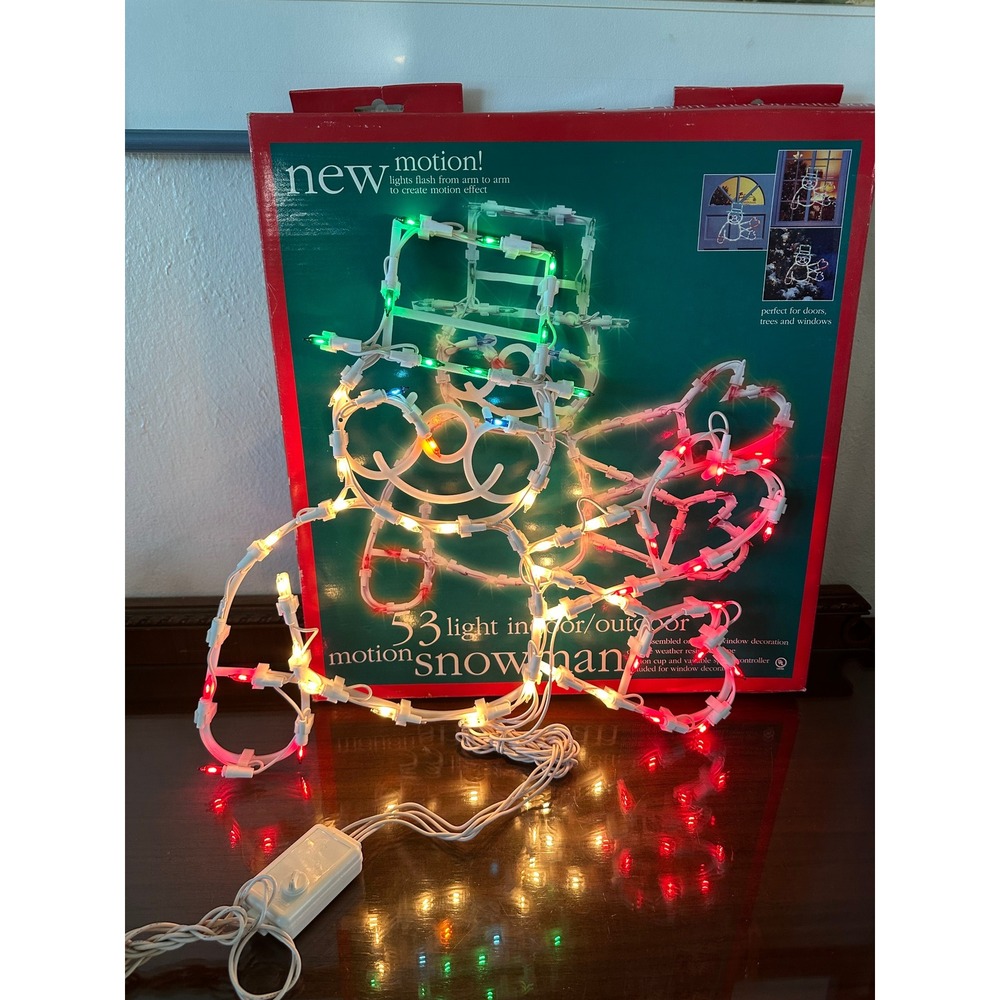 Vtg Motion Snowman Christmas Window Light‎ 53 Multi Color Lights Indoor Outdoor